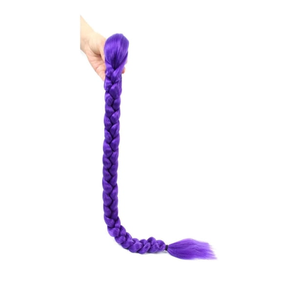 Easy Clip in Purple Ponytail Extensions 26 Inch Long Purple Braids Synthetic Fiber Box Braiding Hair