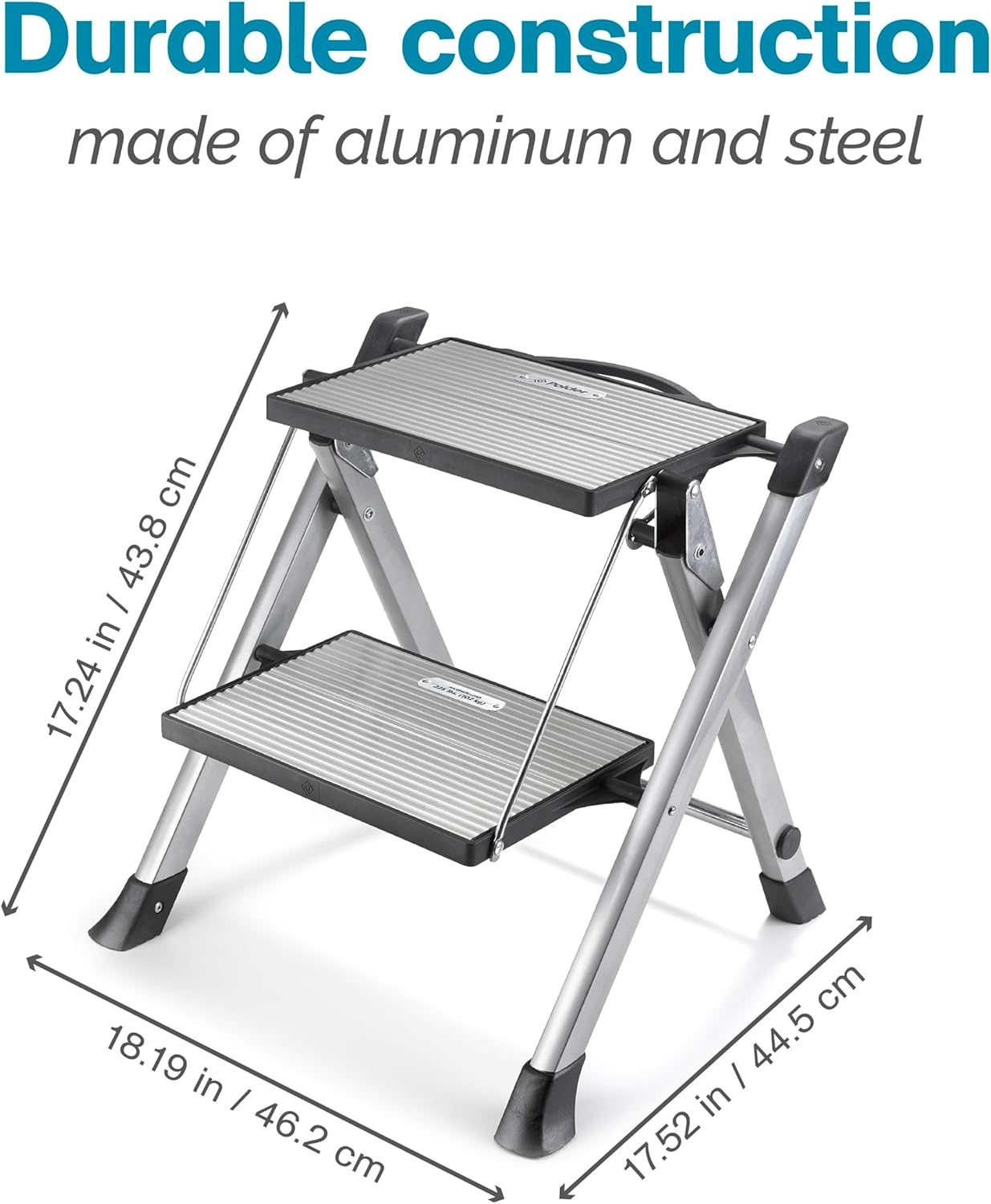 Easy-Close 2-Step Stool, Lightweight Aluminum Foldable Step Ladder