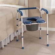 Easy Comforts Folding Commode with Padded Seat, Portable Toilet and Bedside Commode Chair