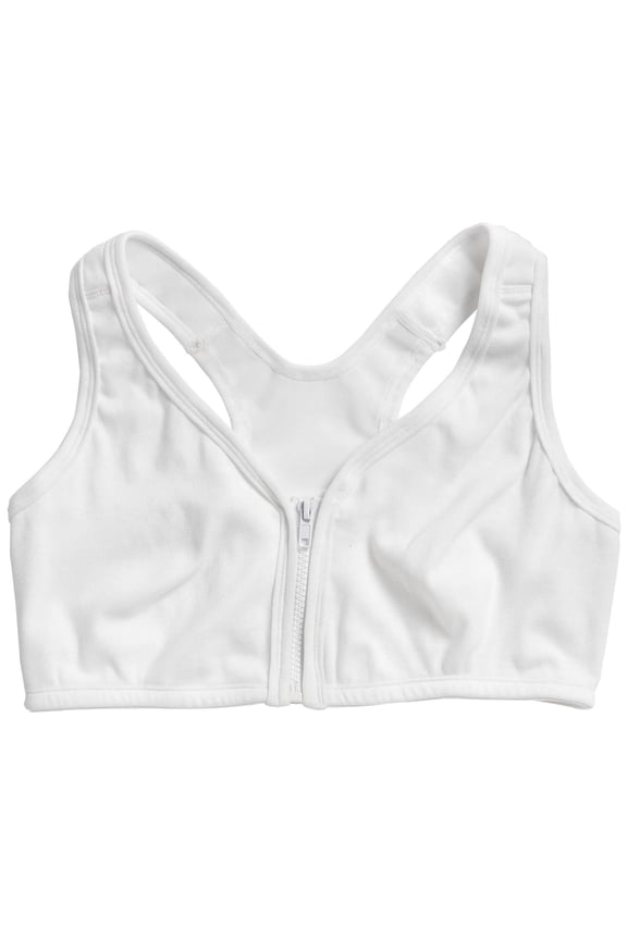 Easy Comforts Style Front Zip Mesh Back Bra, White, 34 D/E