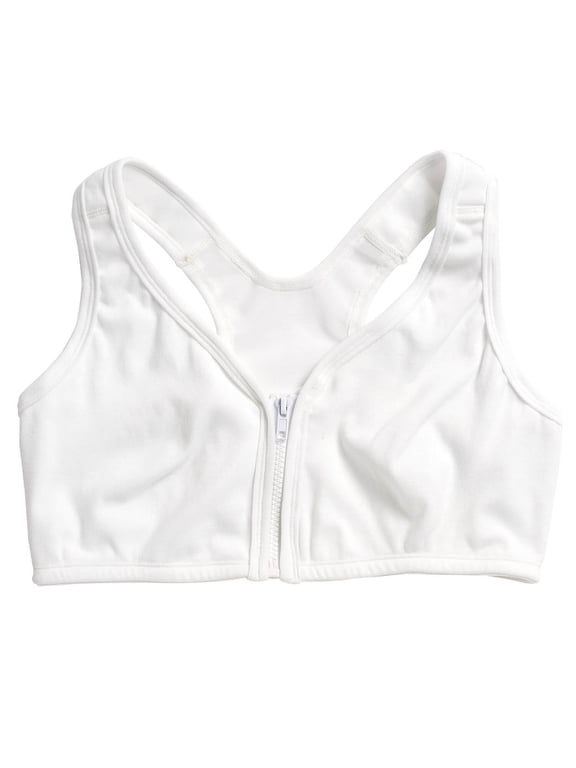 Easy Comforts Style Front Zip Mesh Back Bra, White, 48 D/E