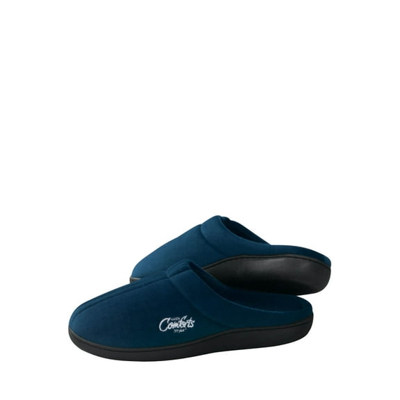 Easy Comforts StyleTM Memory Foam Slippers, Removable Memory Foam Insole, Non-Slip Outsole, Polyester Upper - Small, Blue