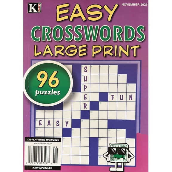 Easy Crosswords Large Print Magazine November 2026