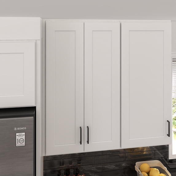 Furinno Shaker Wall Kitchen Cabinet 2-Doors 2-Shelves, Ready to Assemble, 12 D x 27 W x 36 H, White