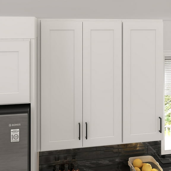 Furinno Shaker Wall Kitchen Cabinet 2-Door-3 Shelves, Ready to Assemble, 12 D x 27 W x 42 H, White