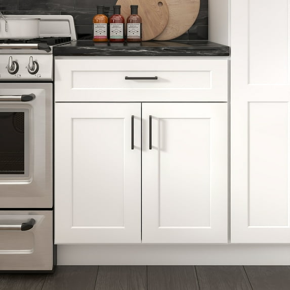 Furinno Shaker Drawer Base Kitchen Cabinet with 2-Doors, Ready to Assemble, 24 D x 27 W x 34.5 H, White