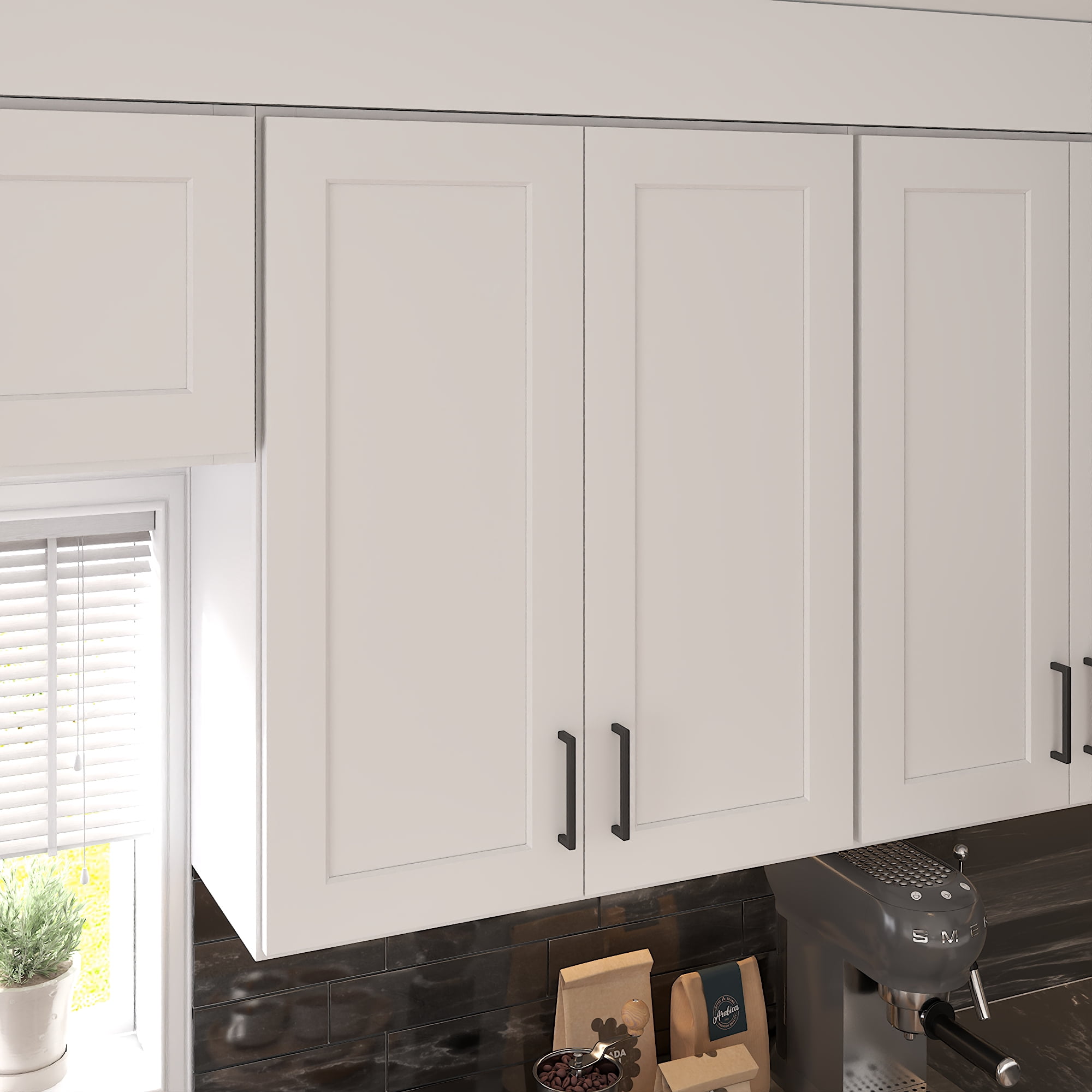 Furinno Shaker Wall Kitchen Cabinet 2-Doors-2 Shelves, Ready to Assemble, 12 D x 30 W x 36 H, White