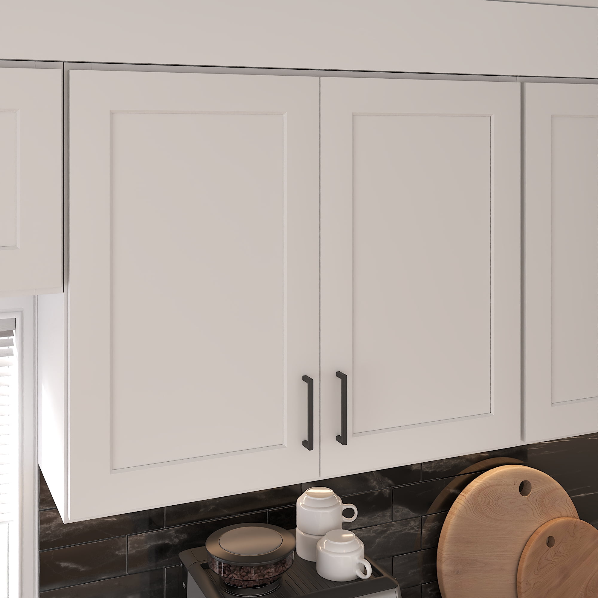 Furinno Shaker Wall Kitchen Cabinet 2 Doors-2 Shelves, Ready to Assemble, 12 D x 36 W x 30 H, White