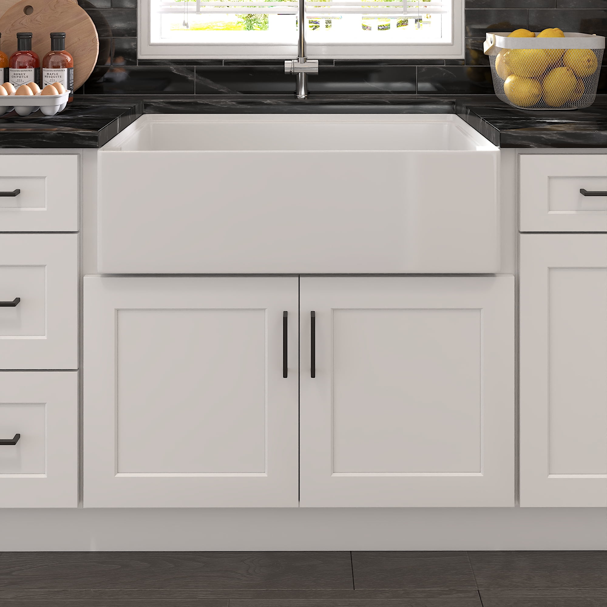 Furinno Shaker Farm Sink Bases Kitchen Cabinet, Ready to Assemble, 24 D x 36 W x 34.5 H, White