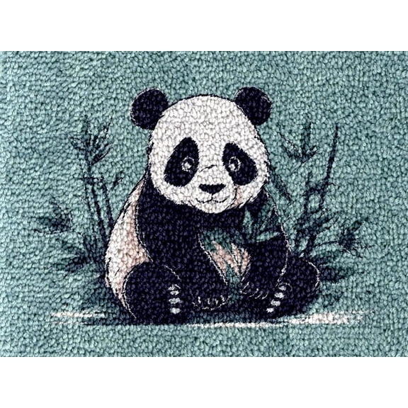 Easy DIY Latch Hook Rug Kits Bamboo Panda DIY Tapestry Crochet Hooking Mat Making Kits With Printed Pattern Canvas Needlework Kits 52x38cm j-151)