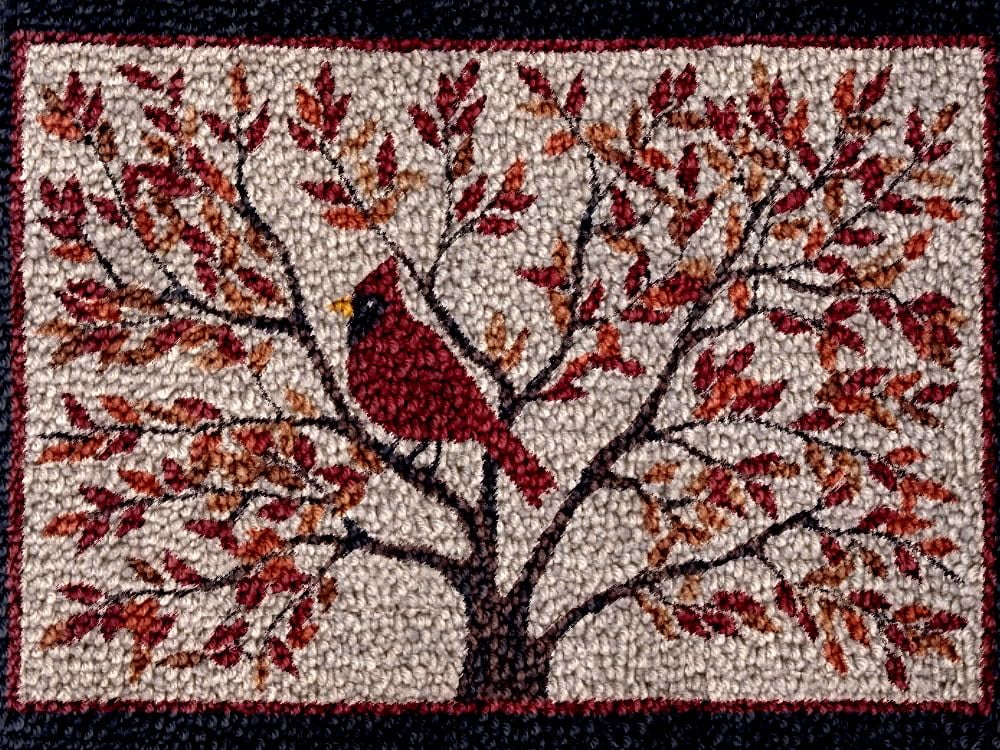 Easy DIY Latch Hook Rug Kits Cardinal Bird on Tree DIY Tapestry Crochet ...