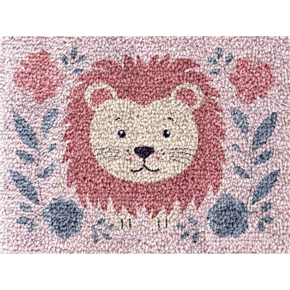 Easy DIY Latch Hook Rug Kits Flowers Lion DIY Tapestry Crochet Hooking Mat Making Kits With Printed Pattern Canvas Needlework Kits 52x38cm(r-79)