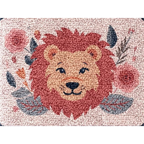 Easy DIY Latch Hook Rug Kits Flowers Lion DIY Tapestry Crochet Hooking Mat Making Kits With Printed Pattern Canvas Needlework Kits 52x38cm(r-80)