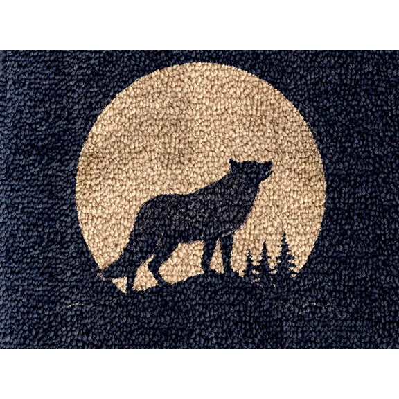 Easy DIY Latch Hook Rug Kits Howling Wolf under Moon DIY Tapestry Crochet Hooking Mat Making Kits With Printed Pattern Canvas Needlework Kits 52x38cm j-42)