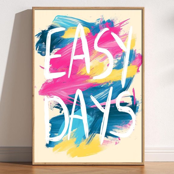 Easy Days Colorful Brushstroke Inspired Modern Wall Art, Unframed Canvas 8x10in