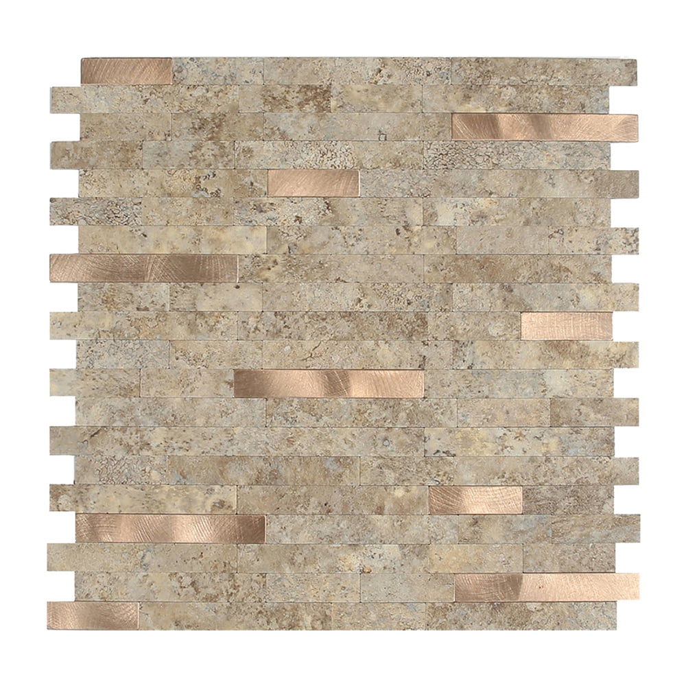 Easy Decor Peel Stick Marble Stone Wall Tile Backsplash with Brushed