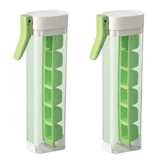 Easy Demould Ice Maker with Handle, Single Hand Press Ice Cubes Tray, Convenient Ice Tray for Chilling Beverages (2PCS, Green)