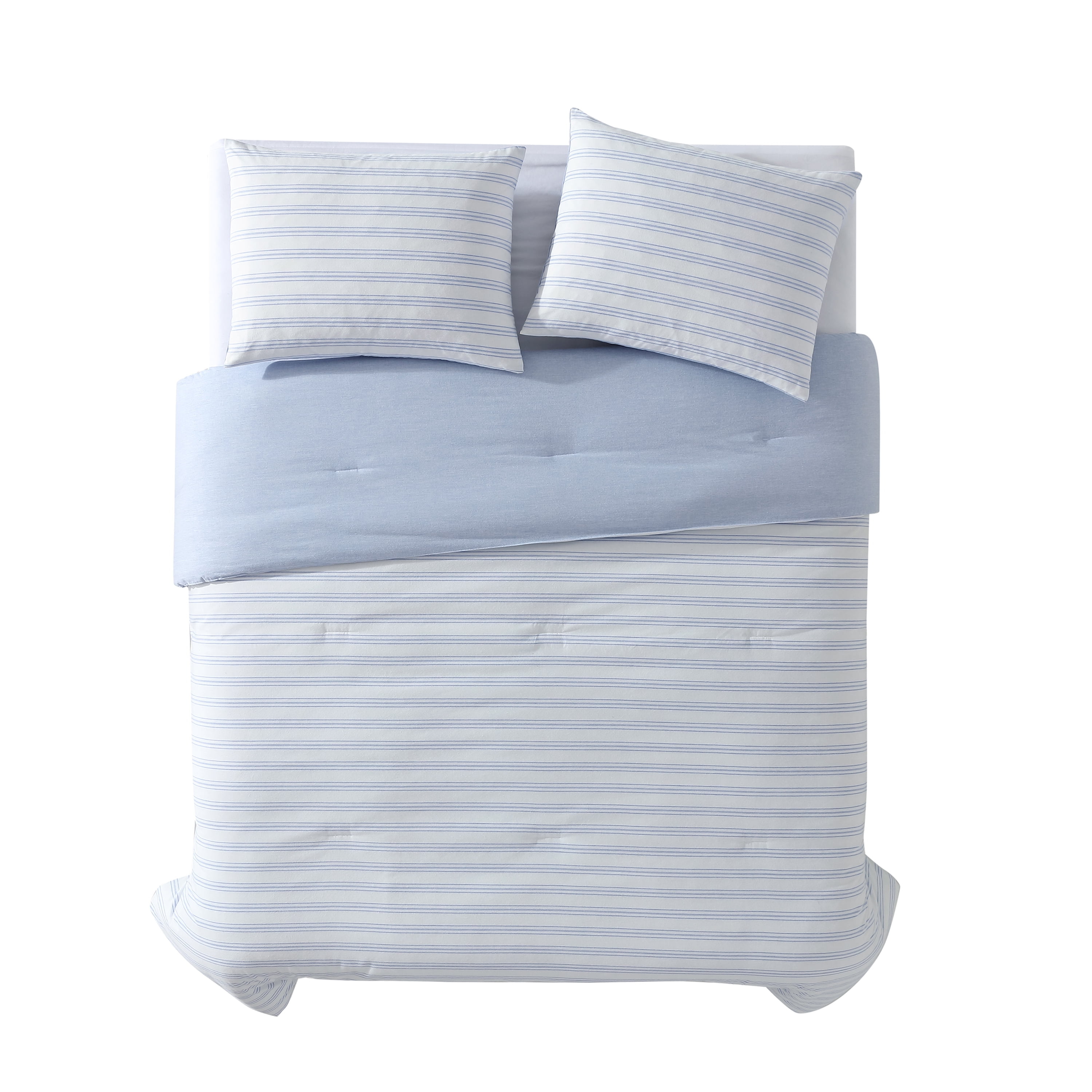 King Blue Cotton Reversible Comforter Set