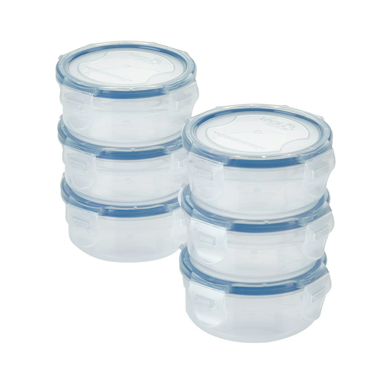 6-piece Round Glass Food Storage Container Set with Blue Lids
