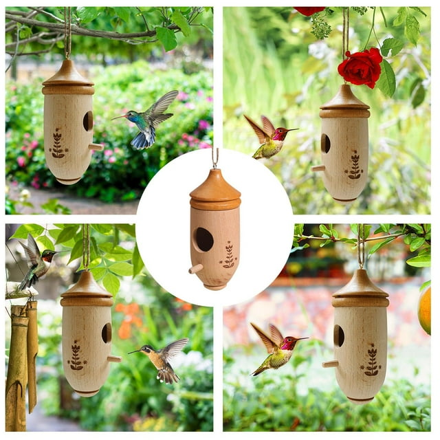 Easy Filling and Cleaning Hummingbird New Wooden Hummingbird For