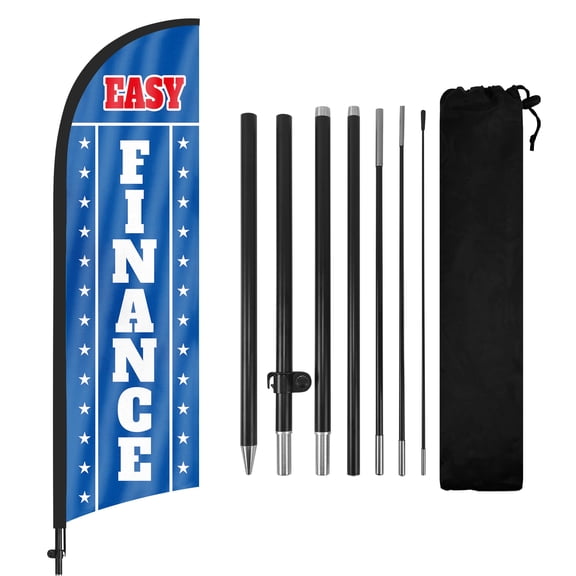 Easy Finance Advertising Feather Flags Banner 8Ft, Easy Finance Swooper Flag with Pole and Ground Stake, Advertising Feather Flag Signs for Easy Finance Business