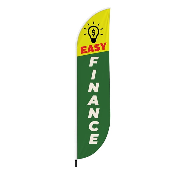 Easy Finance Feather Flag(11.5feetX2.5feet) by DreamController | Outdoor Business Advertising Tall Flag | Weather-Resistant Knitted Swooper Flag | Made in USA | HD Print (Flag Only)