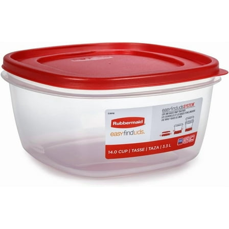 Easy Find Lids Food Storage Container, 14 Cup, 4-Pack, Red