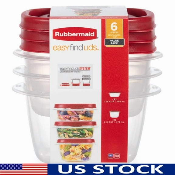 Easy Find Lids Food Storage Containers 6-Piece Snap Lid Set Bpa Free Plastic New