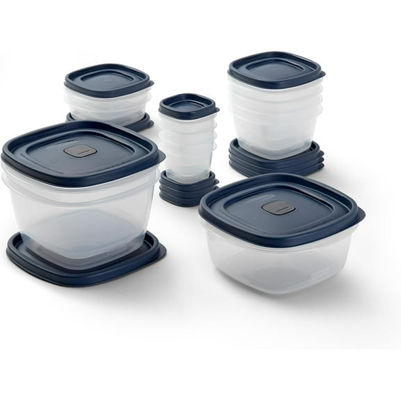 Easy Find Lids Food Storage Containers with Vented Lids, 26 Piece Set, Blue
