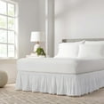 thumbnail image 1 of Easy Fit Adjustable Pom Pom Fringe Bed Skirt, Twin/Full - White, 1 of 5