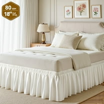 Easy Fit Beige Bed Skirt for Twin / Twin XL Beds, 18-Inch Tailored Wrap Around Dust Ruffle
