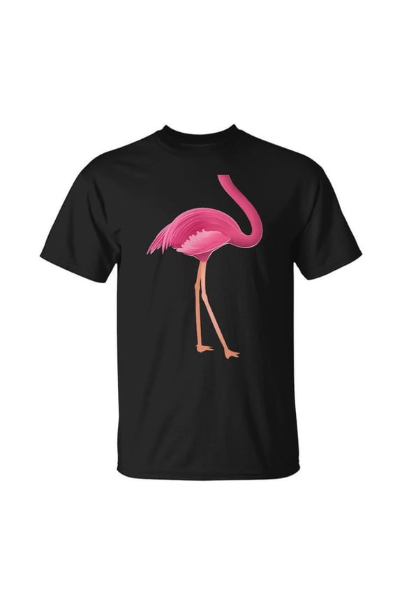 Easy Flamingo Tee Unisex Adult Cotton T-Shirt with Simple Flamingo Graphic Comfortable Casual Gift for Bird Lovers and Casual Wear, Size 4XL, Color Black