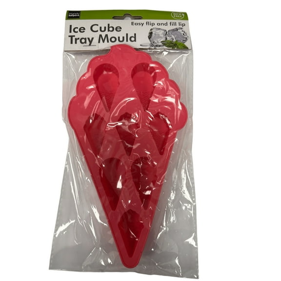 Easy Flip and Fill Ice Cream Ice Mold Tray, Makes 8 Fun Ice Cream Shaped, Ice Cubes for Cocktails, Mocktails and Parties, Perfect for Summer Drinks, Easy to Clean and Comes in Hanging Poly Bag, Pink