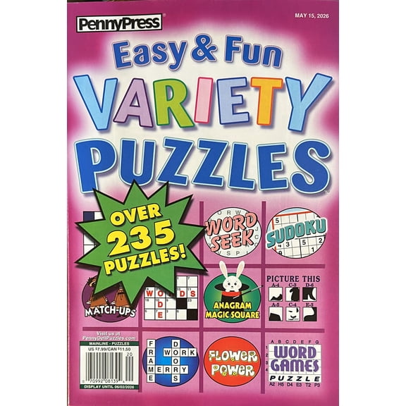 Easy & Fun Variety Puzzles Magazine May 15, 2026