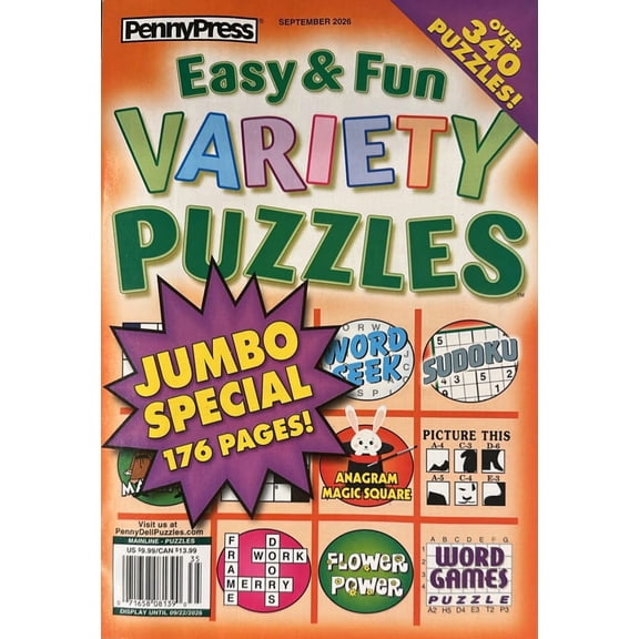 Easy & Fun Variety Puzzles Magazine September 2026