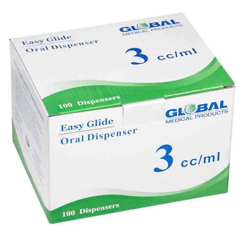 Easy Glide 3ml 3cc Oral Syringe Caps Included, 100 Count