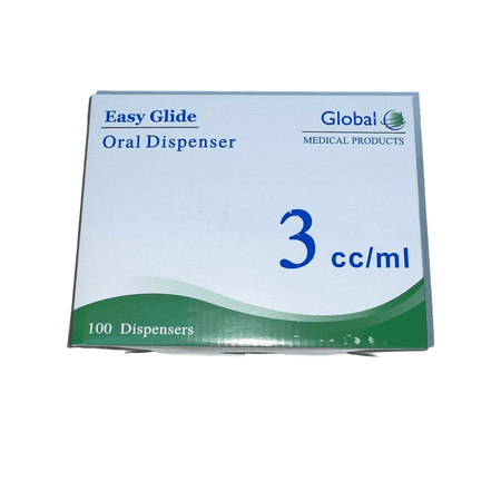 Easy Glide 3ml 3cc Oral Syringe, Sterile, Caps Included, Great for Oral Medicine and Home Care, 100 Pack