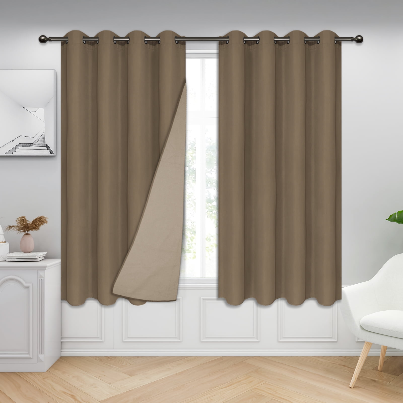 EasyGoing 100 Blackout Grommet Curtain, 2 Panels Room Darkening and