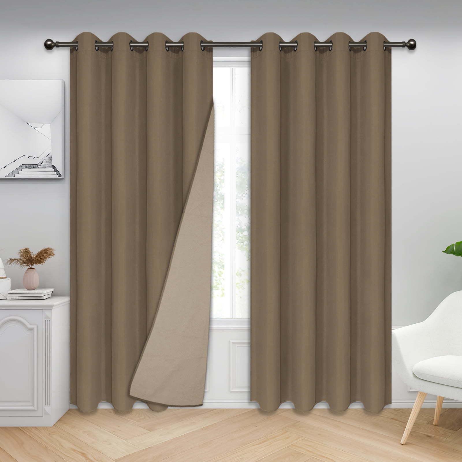 EasyGoing 100 Blackout Grommet Curtain, 2 Panels Room Darkening and
