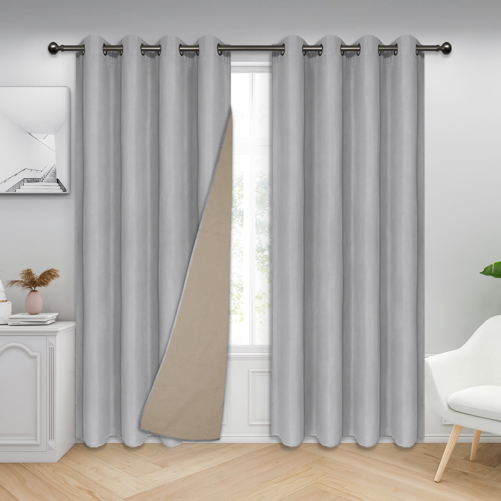 EasyGoing 100 Blackout Grommet Curtain, 2 Panels Room Darkening and