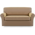 thumbnail image 1 of Easy-Going 2 Pieces Microfiber Stretch Sofa Slipcover Spandex Soft Sofa Couch Cover, Loveseat, Camel, 1 of 7
