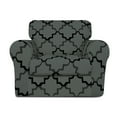 thumbnail image 1 of Easy-Going 2 Pieces Super Stretch Printed Couch cover, Chair size, Quatrefoil/Gray, 1 of 7