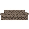 thumbnail image 1 of Easy-Going 4 Pieces Super Stretch Printed Couch cover, Sofa size, Quatrefoil/Camel, 1 of 5