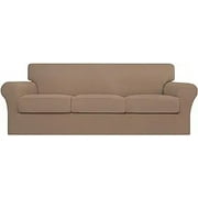 Easy-Going 4 Pieces Super Stretch couch cover, Sofa size, Camel (Slipcover Only)