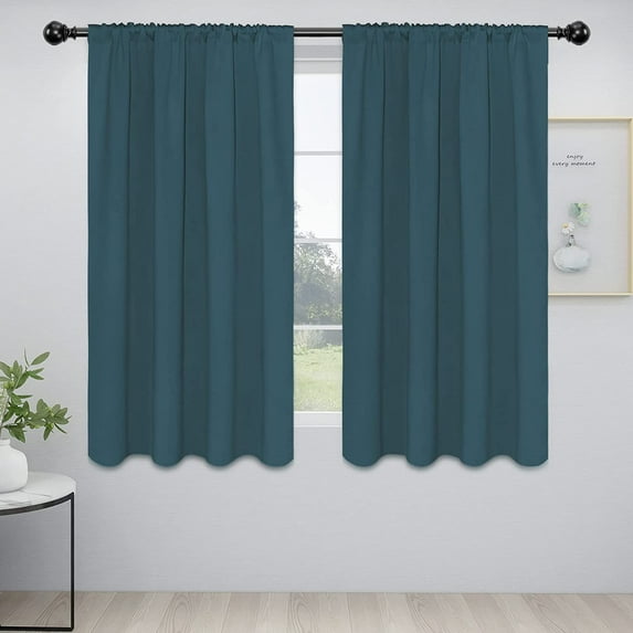 Easy-Going Blackout Room Darkening Rod Curtains, Bluestone, 52x63 in
