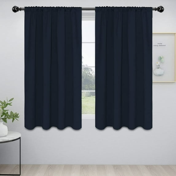 Easy-Going Blackout Room Darkening Rod Curtains, Navy, 52x63 in