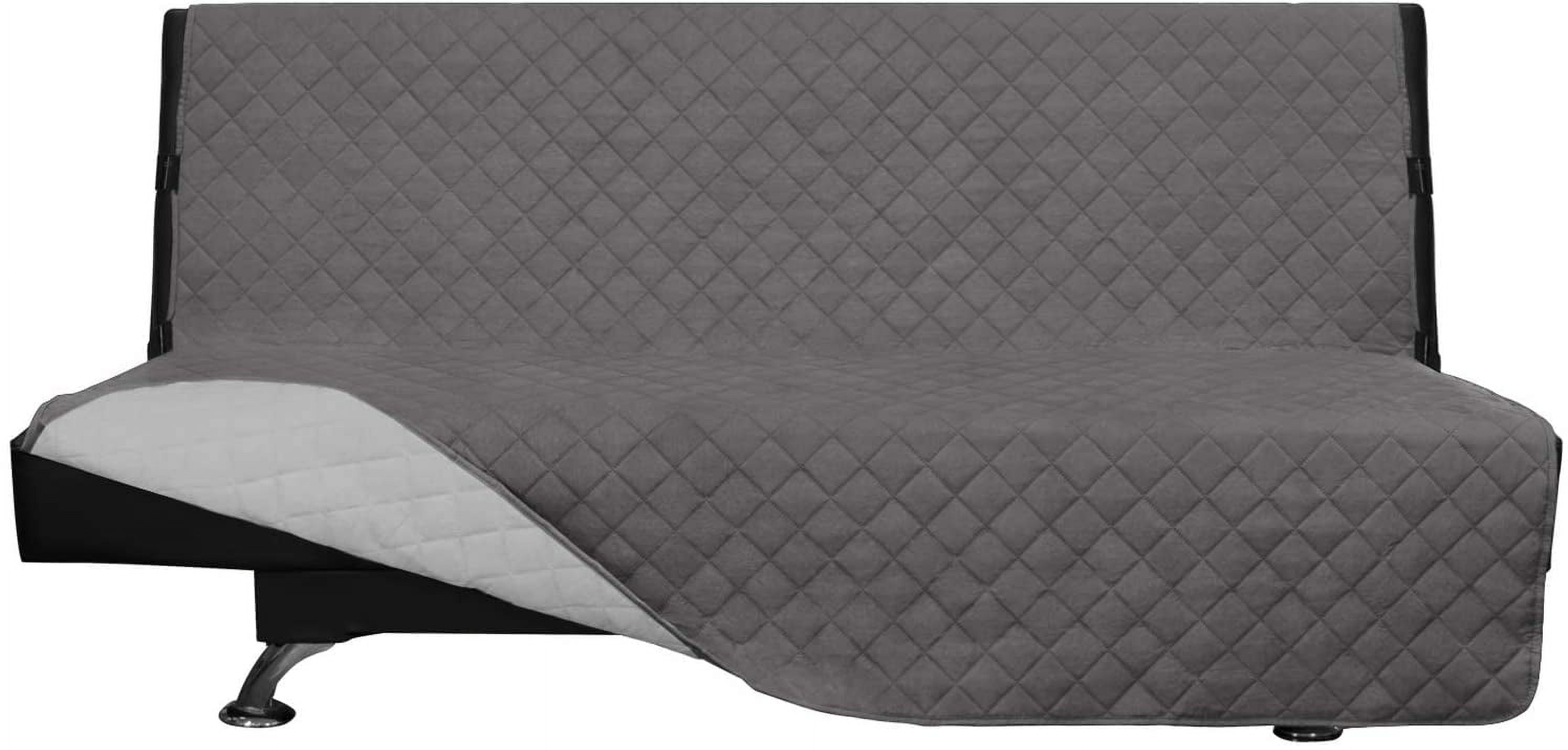 Reversible Gray and Light Gray Quilted Futon Sofa Cover