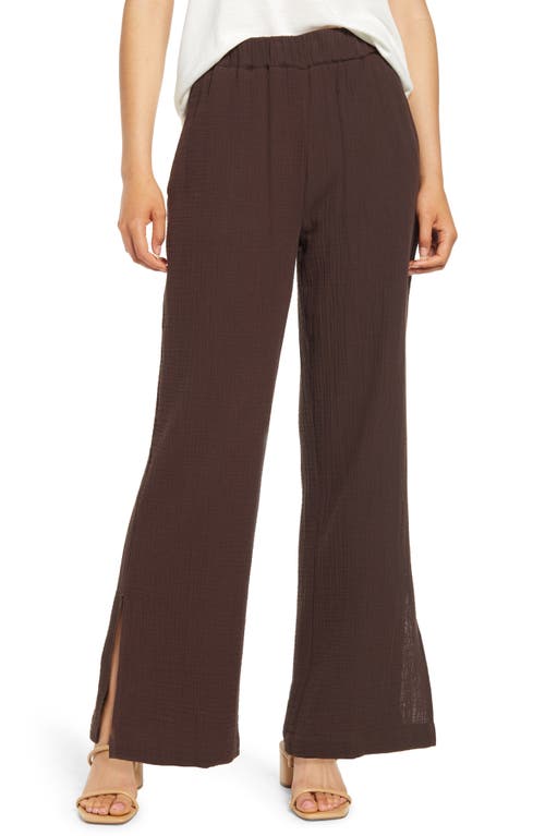 Easy Going Gauze Pullon Pants In Chocolate