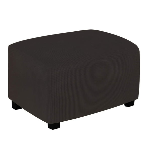 Easy-Going Jacquard Stretch Ottoman Cover Rectangle slipcover, Small Size, Chocolate
