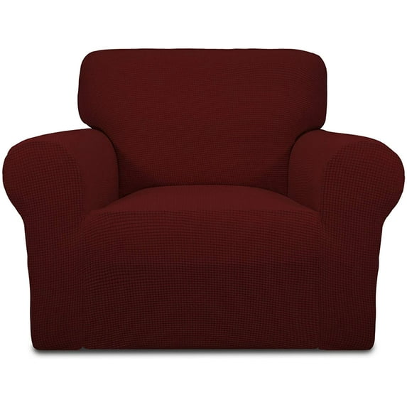 Easy-Going Jacquard Stretch Sofa Slipcover Non Slip Couch Cover, Chair Size, Wine